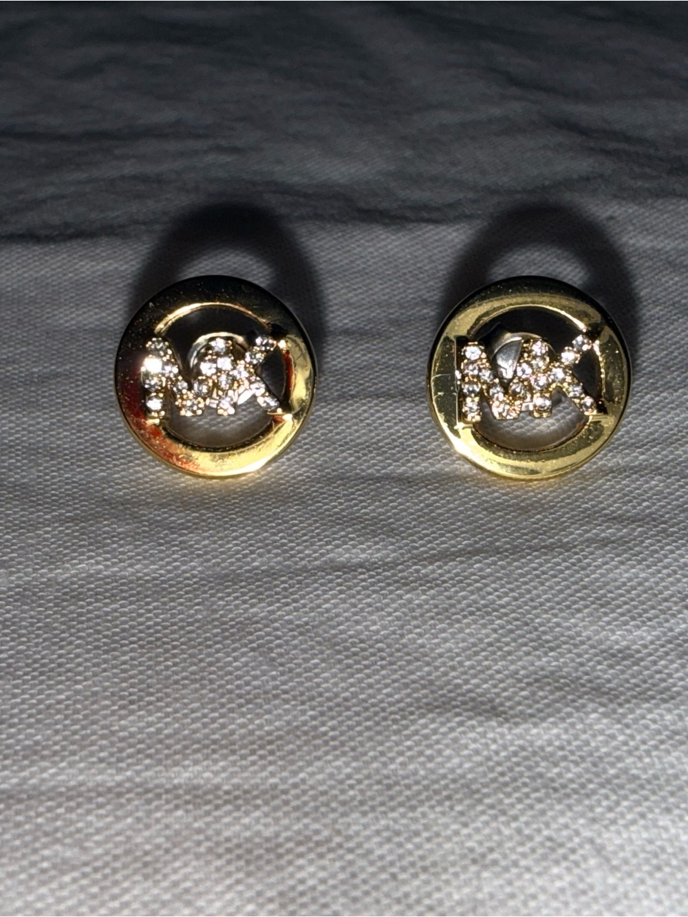 Michael Kors Gold-Tone Crystal Logo Stud Earrings -
